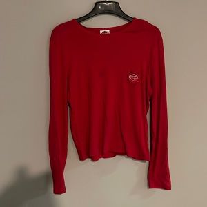 Harley-Davidson long sleeve red shirt.